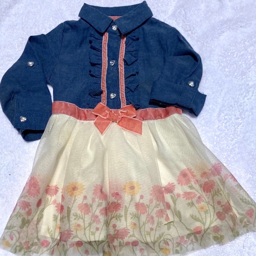 Light blue and floral pattern dress